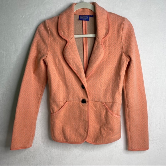 NEW Pendleton FALL blazer jacket 2 button geometric print in coral size XS - Picture 5 of 16